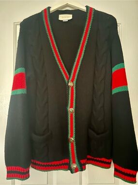 Gucci Black Women’s Knit Cardigan with Logo Tag